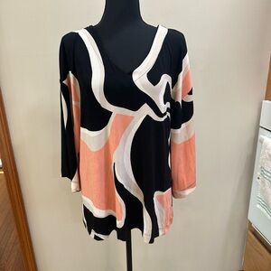 Chico's Black and Pink Abstract Blouse
